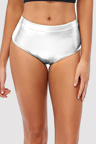 Shorts de cor sólida lisos básicos prateados sexy sólidos básicos de cintura média