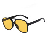 Black Yellow Casual Daily Solid Patchwork Sunglasses
