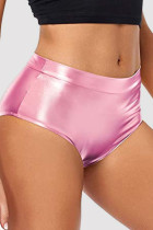 Pantalones cortos de color sólido convencional de cintura media ajustados básicos sólidos sexy rosa
