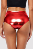Short vermelho sexy básico básico skinny cintura média convencional de cor sólida