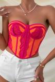 Black Sexy Casual Patchwork Backless Strapless Tops