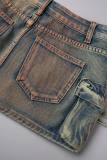 Blue Street Tie Dye rende le vecchie gonne di jeans regolari tascabili