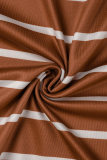 Оранжевая повседневная полосатая юбка с открытой спиной и бретельками на тонких бретельках Платья больших размеров
