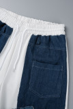 Белый - Повседневные классические брюки из двух частей с длинным рукавом и круглым вырезом в стиле пэчворк белого цвета
