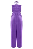 Blauw Sexy Casual Solid Bandage Backless Strapless Regular Jumpsuits