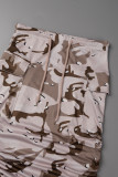 Camouflage Casual Camouflage Print Basic Dolcevita Manica corta Due pezzi