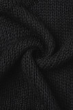 Black Sexy Solid Asymmetrical Hooded Collar Sleeveless Two Pieces