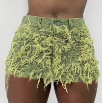 Pantaloni patchwork dritti regolari con tasca patchwork in tinta unita Green Street