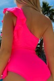 Розово-красные сексуальные однотонные купальники в стиле пэчворк с открытой спиной (без набивки)