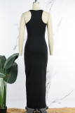 Black Sexy Casual Solid Basic U Neck Vest Dress Dresses