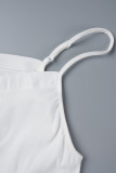 Weiße, sexy, lässige, solide Basic-Jumpsuits mit Spaghettiträgern und normaler Passform