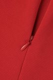 Robes de grande taille rouge décontracté solide basique col rond trompette sirène