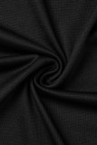 Svarta sexiga solida urholkade rygglösa spaghettiband ärmlösa klänningar