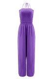 Paars Sexy Casual Solid Bandage Backless Strapless Regular Jumpsuits