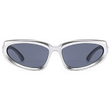 Silver White Casual Daily Solid Patchwork Sunglasses