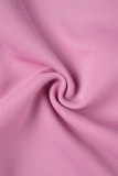 ピンク カジュアル ソリッド パッチワーク タートルネック ノースリーブ ドレス ドレス