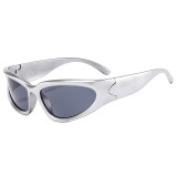 Серебряные повседневные однотонные солнцезащитные очки в технике пэчворк