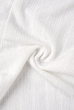 Bianco casual tinta unita nappa patchwork asimmetrico o collo senza maniche due pezzi