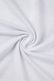 Белый Повседневный С принтом Пэчворк Карман Контраст О-образный вырез С короткими рукавами Из двух частей