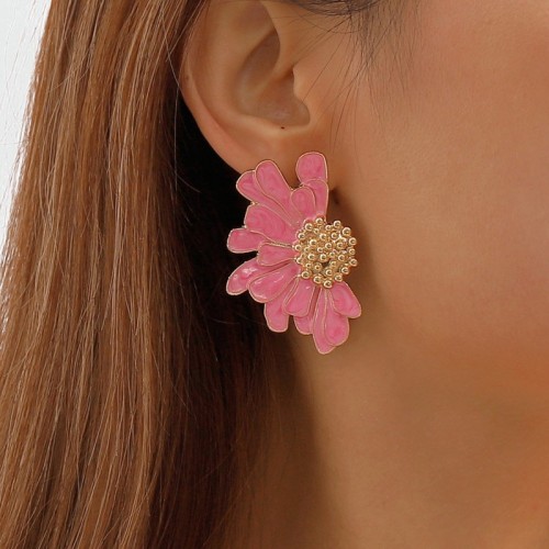 Boucles d'oreilles patchwork géométriques décontractées roses