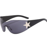 Black White Casual Daily The stars Patchwork Sunglasses