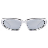 Silver White Casual Daily Solid Patchwork Sunglasses