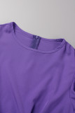 Púrpura Casual Sólido Patchwork O Vestidos De Cuello