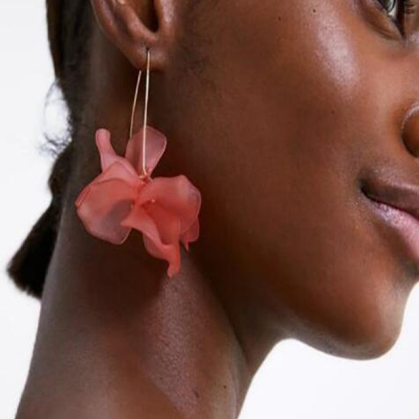 Rosafarbene, lässige, schlichte, einfarbige Patchwork-Ohrringe