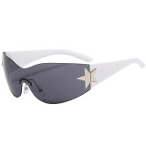 Black White Casual Daily The stars Patchwork Sunglasses