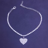 Silver Casual Patchwork Rhinestone Anklet