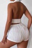 Vit Sexig Casual Solid Patchwork Backless Sleeveless Two Pieces