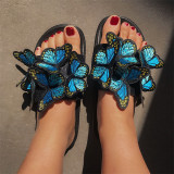 Chaussures de porte décontractées décontractées en patchwork papillon rondes bleues