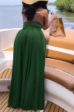 Green Sexy Casual Solid Bandage Hollowed Out Backless Spaghetti Strap Long Dress Dresses