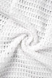 Branco casual sólido patchwork contraste gola redonda manga curta duas peças