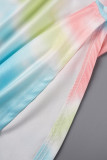 Rosa Giallo Casual Stampa Tie Dye Basic O Collo Plus Size Due pezzi