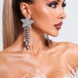 Silver Casual Daily Party The stars Tassel Rhinestone Earrings