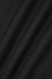 Tops décontractés noirs à col à capuche avec cordon de serrage et imprimé de travail
