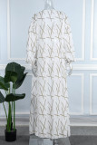 Crème wit casual print vest vesten broek lange mouw driedelige set
