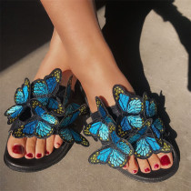 Sapatos casuais diários azuis patchwork borboleta redondos e confortáveis ​​para sair