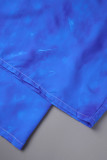 Blå Casual Print Bandage V-hals vanliga Jumpsuits