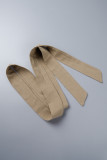 Kaki Sweet Solid Patchwork Buttons Fold Turndown Collar A Line Robes (Avec Ceinture)