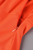 Красное оранжевое сексуальное однотонное лоскутное платье с разрезом и контрастным косым воротником без рукавов Платья больших размеров