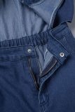 Deep Blue Casual Solid Hollowed Out Frenulum Turndown Collar Short Sleeve Front Tie Skinny Denim Jumpsuits