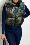 Camouflage Casual Camouflage Print Patchwork Mandarin Collar Outerwear