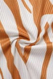 Pagliaccetto regolare con scollo a V patchwork stampa casual rosso mandarino