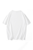 Camisetas casuais brancas com estampa patchwork letra O no decote
