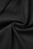 Robe de costume à col rabattu en patchwork uni décontracté noir