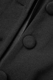 Black Casual Solid Patchwork Turndown Collar Suit Dress Dresses
