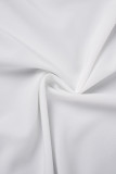 Blusas brancas casuais sólidas patchwork com decote em V tamanho grande