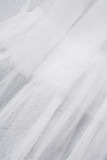 ホワイトセクシーソリッドパッチワークハイウエストコンベンショナルソリッドカラースカート（パンティーなし）